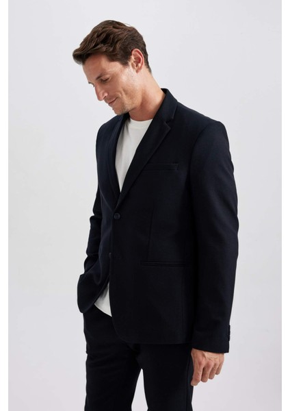 Slim Fit Dar Kesim Astarlı Düğmeli Basic Düz Blazer Ceket Z8053AZ23AU