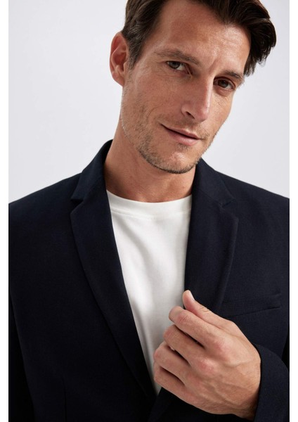 Slim Fit Dar Kesim Astarlı Düğmeli Basic Düz Blazer Ceket Z8053AZ23AU