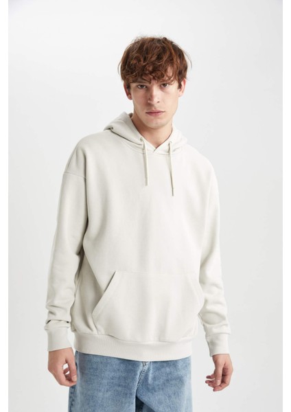 Oversize Fit Kapüşonlu Basic Sweatshirt X8287AZ23AU