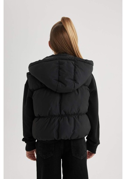 Kız Çocuk Su İtici Kapüşonlu Basic Düz Şişme Yelek B2242A824SP