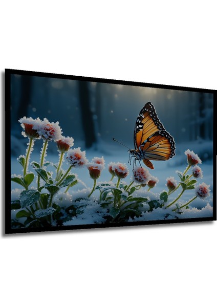 Çerçeve Görünümlü Kış Kelebeği Rüyası Yağlı Boya Görünümlü Dekoratif Ahşap Işyeri/ofis Kare Tablo modelleri