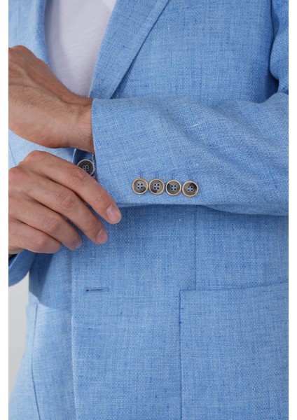 Erkek Platinum Regular Fit Keten Ceket Açık Mavi PCK25Y25009_D33 modelleri