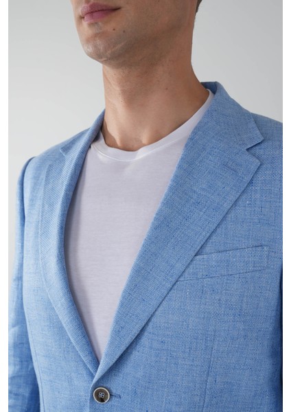 Erkek Platinum Regular Fit Keten Ceket Açık Mavi PCK25Y25009_D33 fırsatları