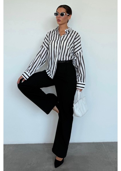 Siyah Yüksek Bel Kadın Palazzo Pantolon MG2506 indirimleri