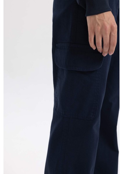 Kargo Cepli Geniş Paça Gabardin Pantolon B1259AX23AU