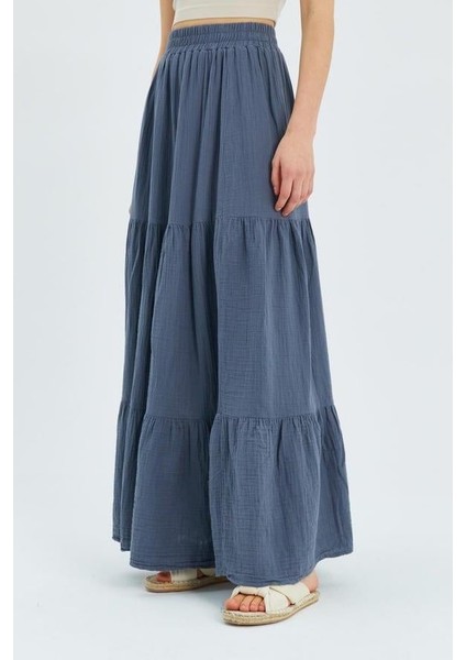 4567 Kadın Fırfırlı Uzun Müslin Etek Antrasit fırsatları