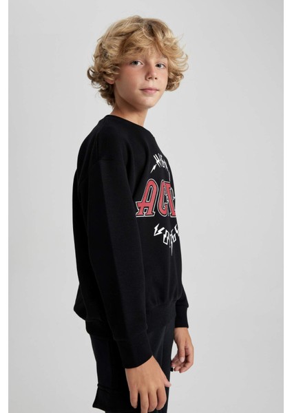Erkek Çocuk AC/DC Bisiklet Yaka Sweatshirt B1289A823AU