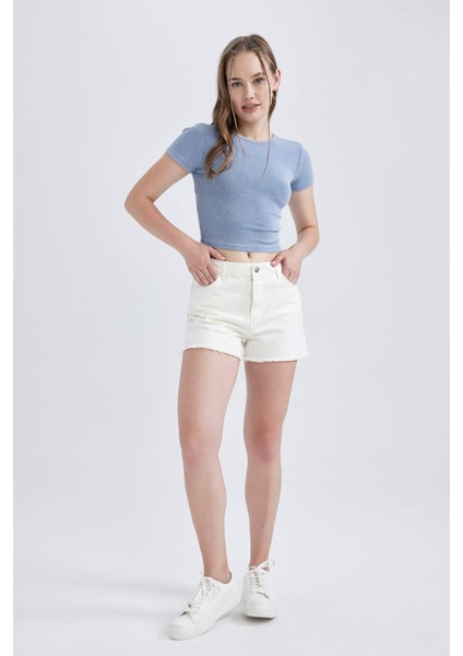 Coool Fitted Kısa Kollu Yıkamalı Soluk Efektli Tişört