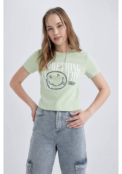 Coool Nirvana Fitted Kısa Kollu Yıkamalı Soluk Efektli Tişört B1909AX23HS