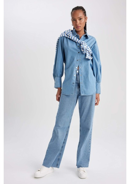Fashion Fit Uzun Kollu Jean Gömlek B2391AX23HS