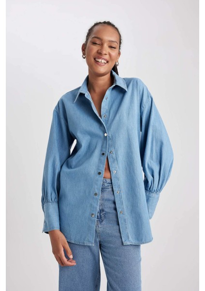 Fashion Fit Uzun Kollu Jean Gömlek B2391AX23HS