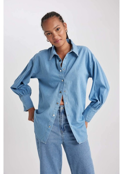 Fashion Fit Uzun Kollu Jean Gömlek B2391AX23HS