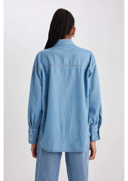 Fashion Fit Uzun Kollu Jean Gömlek B2391AX23HS