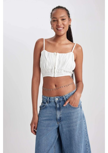 V Yaka Askılı Crop Bluz B2170AX23HS