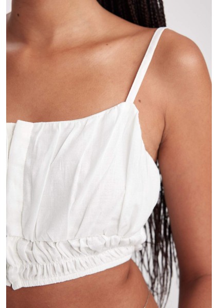 V Yaka Askılı Crop Bluz B2170AX23HS