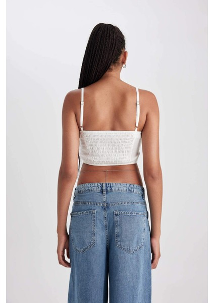 V Yaka Askılı Crop Bluz B2170AX23HS