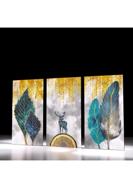 :temperli Cam Üçlü Set Tablo, Tablo, Üçlü Tablo, Uv Baskı, Cam Tablo, 3’lü Set, CUT003