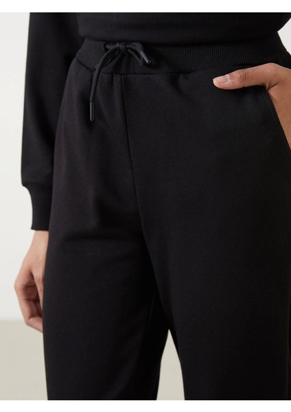 Lcw Modest Siyah Beli Lastikli Kadın Jogger Eşofman Altı modelleri