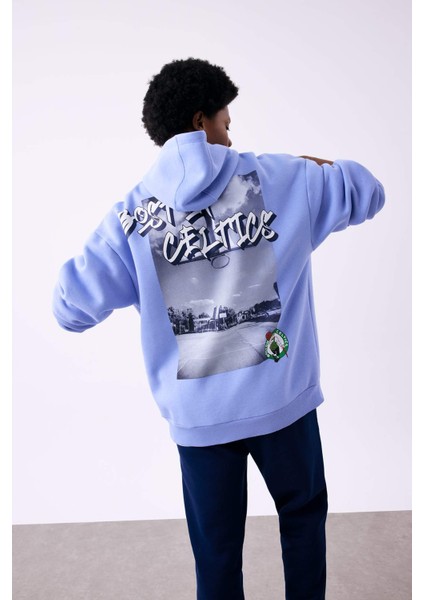 Fit NBA Boston Celtics Oversize Geniş Kalıp Kapüşonlu Sırt Baskılı Kalın Sweatshirt A7218AX23AU