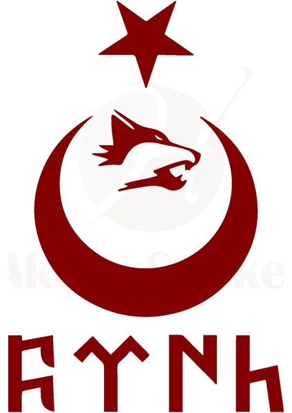Ay Yıldız Kartal Göktürkçe Türk Oto Özel Yeni Sticker Kırmızı 40*26 cm