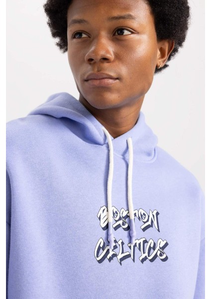 Fit NBA Boston Celtics Oversize Geniş Kalıp Kapüşonlu Sırt Baskılı Kalın Sweatshirt A7218AX23AU