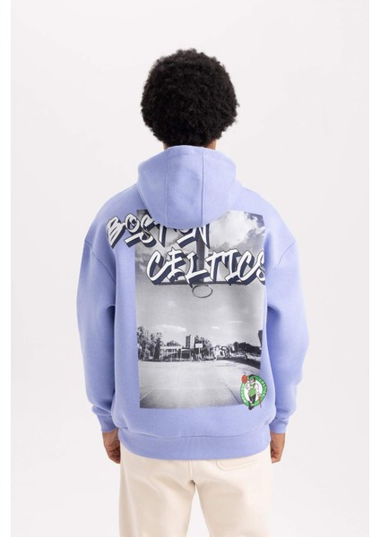 Fit NBA Boston Celtics Oversize Geniş Kalıp Kapüşonlu Sırt Baskılı Kalın Sweatshirt A7218AX23AU