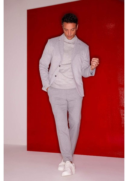 Twill Chino Pantolon Slim Fit Dar Kesim Dar Paça Basic Düz Cepli B2091AX23AU