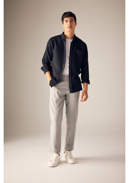 Twill Chino Pantolon Slim Fit Dar Kesim Dar Paça Basic Düz Cepli B2091AX23AU