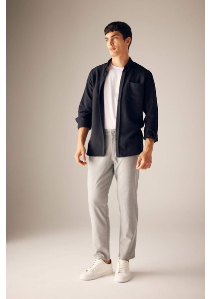 Twill Chino Pantolon Slim Fit Dar Kesim Dar Paça Basic Düz Cepli B2091AX23AU