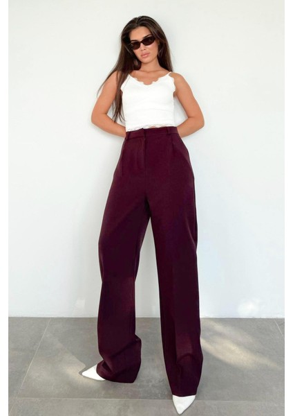 Mürdüm Yüksek Bel Kadın Palazzo Pantolon MG2506 fiyatları