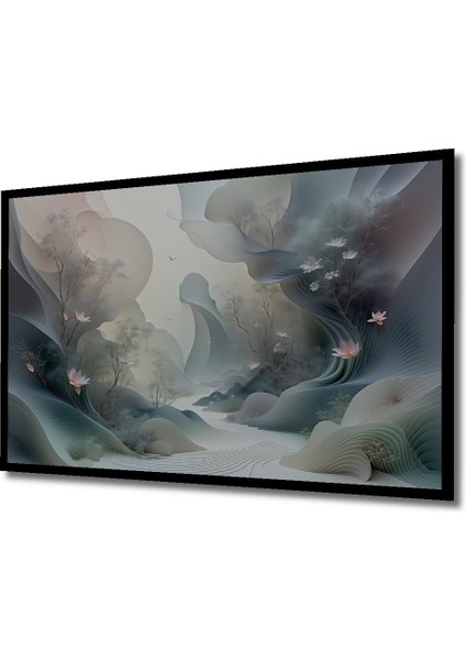 Çerçeve Görünümlü Pastel Rüyası Lotus Çiçekleri Dekoratif Ahşap Ev/işyeri/ofis Kare Tablo fiyatları