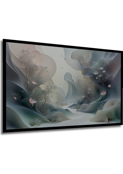 Çerçeve Görünümlü Pastel Rüyası Lotus Çiçekleri Dekoratif Ahşap Ev/işyeri/ofis Kare Tablo modelleri