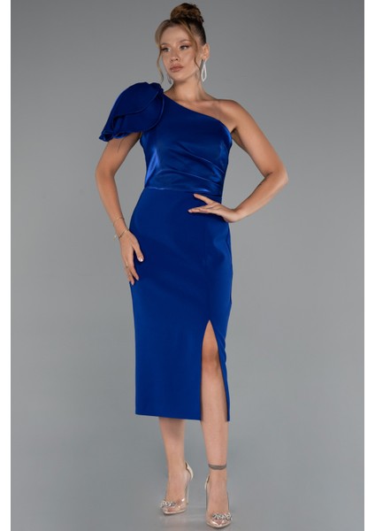 Tek Omuz Midi Davet Elbisesi ABK2249