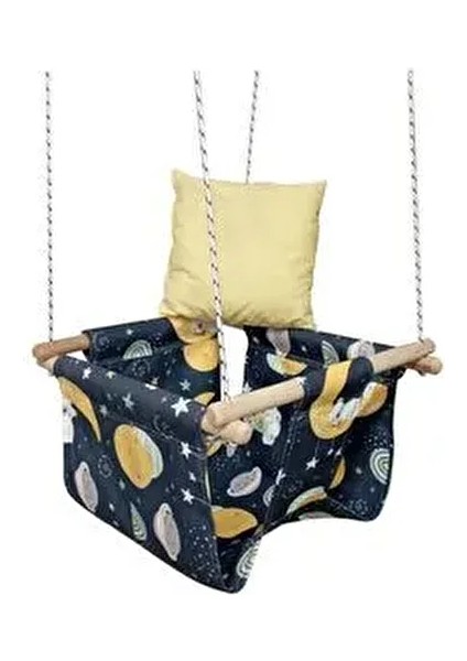 Bebek Salıncak Beşik Ahşap Gece Desenli