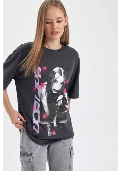 Coool Dua Lipa Oversize Geniş Kalıp Kısa Kollu Tişört B2970AX23HS