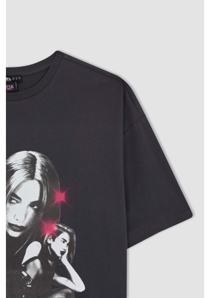 Coool Dua Lipa Oversize Geniş Kalıp Kısa Kollu Tişört B2970AX23HS