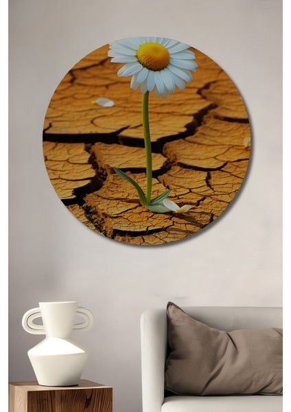 Çölde Açan Umut Papatya Dekoratif Ahşap Ev/işyeri/ofis Yuvarlak Tablo