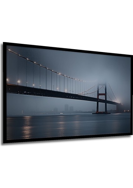 Çerçeve Görünümlü Sisli Golden Gate Köprüsü Yağlı Boya Görünümlü Dekoratif Ahşap Ofis Kare Tablo modelleri
