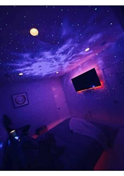 Starry Projektör Bluetooth Hoparlör Gece Lambası Rgb LED Işıklı Parti Hoparlörü Speaker indirimleri