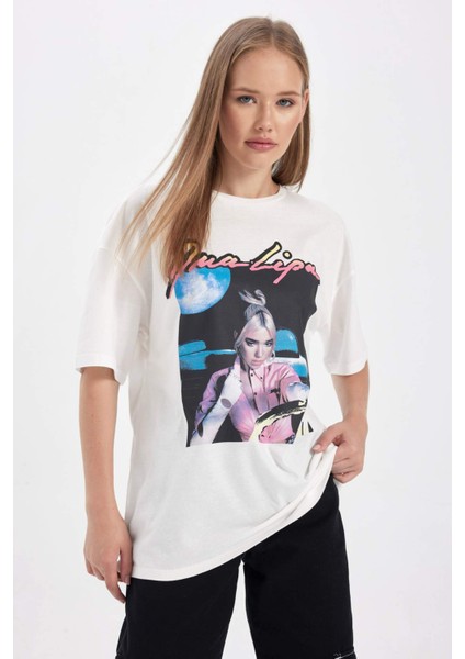 Coool Dua Lipa Oversize Geniş Kalıp Kısa Kollu Tişört B2972AX23HS