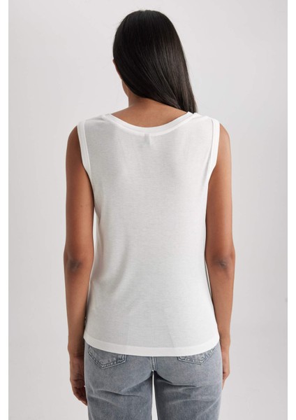 Regular Fit Bisiklet Yaka Fitilli Kaşkorse Atlet B3559AX23HS