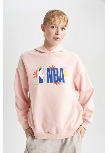 Fit NBA Wordmark Oversize Fit Kapüşonlu Kalın Sweatshirt B3423AX23AU