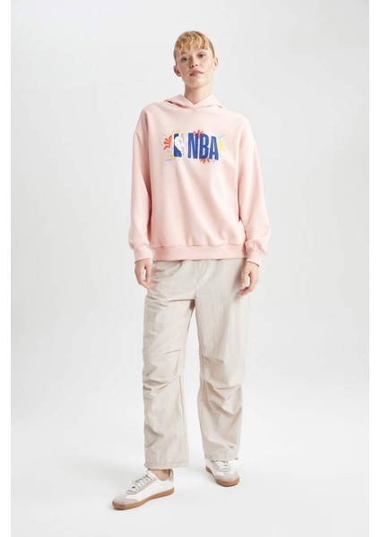 Fit NBA Wordmark Oversize Fit Kapüşonlu Kalın Sweatshirt B3423AX23AU