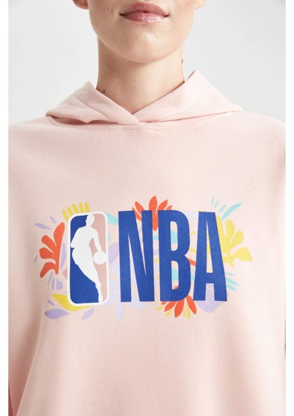 Fit NBA Wordmark Oversize Fit Kapüşonlu Kalın Sweatshirt B3423AX23AU