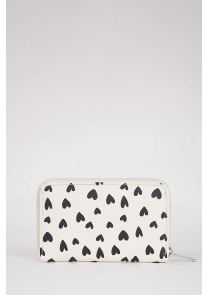 Kadın Kalp Desenli Suni Deri Cüzdan