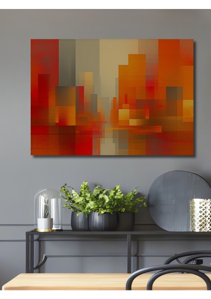 Soyut Şehir Manzarası Yağlı Boya Görünümlü Dekoratif Ahşap Ev/işyeri/ofis Kare Tablo