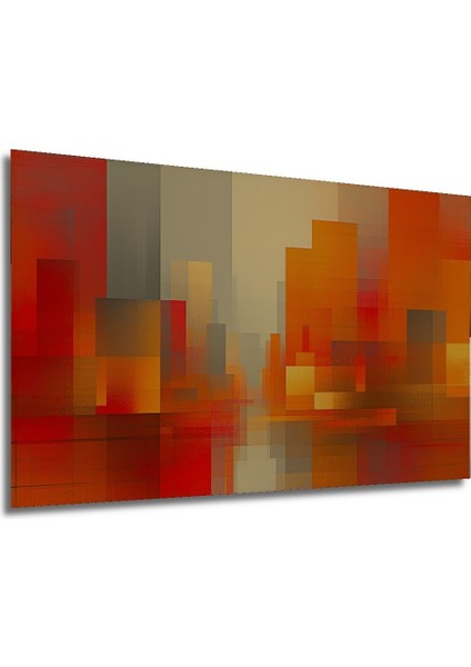 Soyut Şehir Manzarası Yağlı Boya Görünümlü Dekoratif Ahşap Ev/işyeri/ofis Kare Tablo modelleri