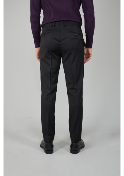 Siyah Yün Dokuma Erkek Klasik Pantolon PPNK25YNOS001_D99 fiyatları