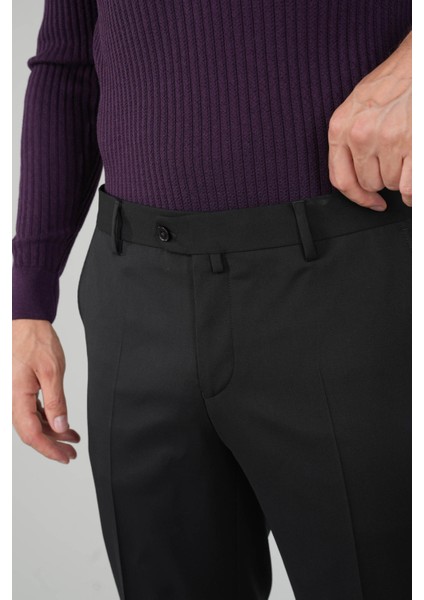 Siyah Yün Dokuma Erkek Klasik Pantolon PPNK25YNOS001_D99 modelleri