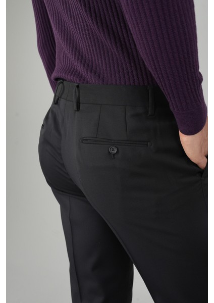 Siyah Yün Dokuma Erkek Klasik Pantolon PPNK25YNOS001_D99 fırsatları